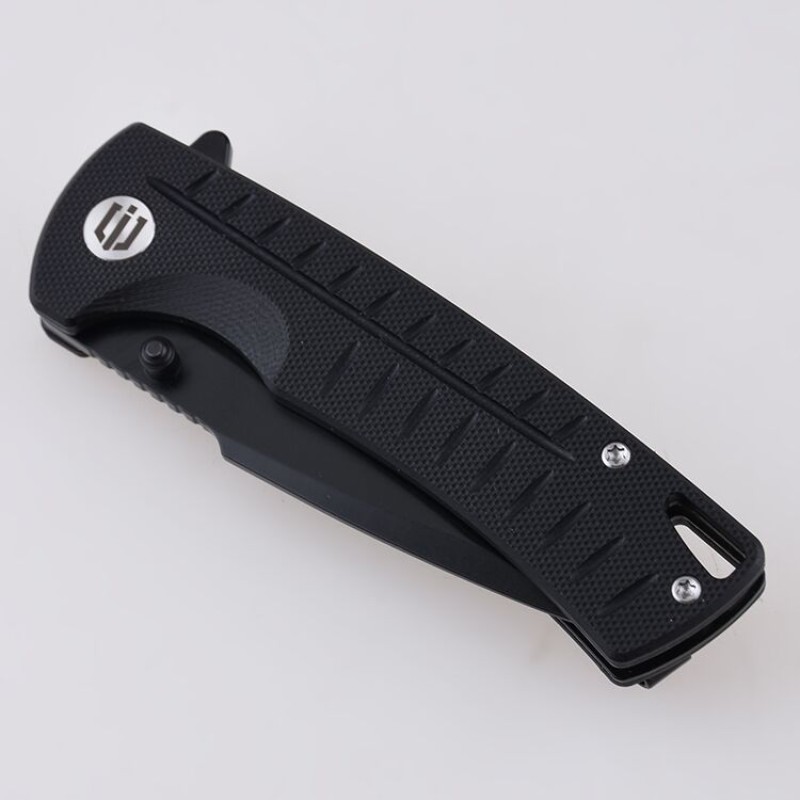 Shieldon Ichthyolite EDC Pocket Knife, 3.2" Blackened D2 Blade Black G10 Handle Liner Lock Folding Knife with Clip, Qualified as Outdoor Hunting Knife 