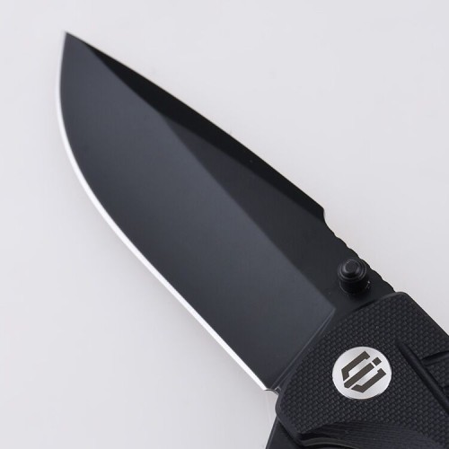 Shieldon Ichthyolite EDC Pocket Knife, 3.2" Blackened D2 Blade Black G10 Handle Liner Lock Folding Knife with Clip, Qualified as Outdoor Hunting Knife