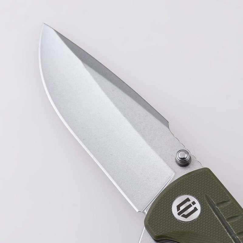 Shieldon Ichthyolite EDC Pocket Knife, 3.2" Stonewashed D2 Blade Olive G10 Handle Liner Lock Folding Knife with Clip, Qualified as Outdoor Hunting Knife 
