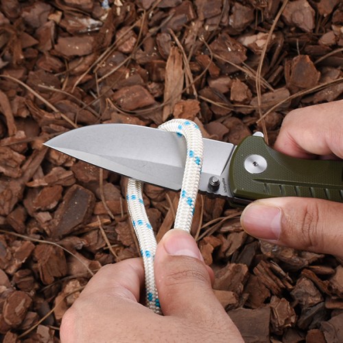 Shieldon Ichthyolite EDC Pocket Knife, 3.2" Stonewashed D2 Blade Olive G10 Handle Liner Lock Folding Knife with Clip, Qualified as Outdoor Hunting Knife