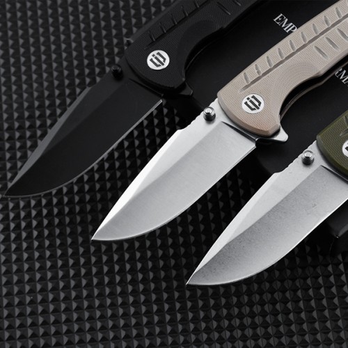 Shieldon Ichthyolite EDC Pocket Knife, 3.2" Satin D2 Blade Beige G10 Handle Liner Lock Folding Knife with Clip, Qualified as Outdoor Hunting Knife