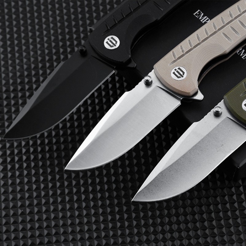 Shieldon Ichthyolite EDC Pocket Knife, 3.2" Blackened D2 Blade Black G10 Handle Liner Lock Folding Knife with Clip, Qualified as Outdoor Hunting Knife 