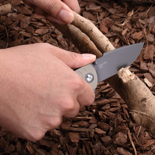 Shieldon Relicanth EDC Pocket Knife, 3.2" Gray Titanium Coating D2 Blade Gray G10 Handle Liner Lock Folding Knife with Clip, Qualified as Outdoor Hunting Knife