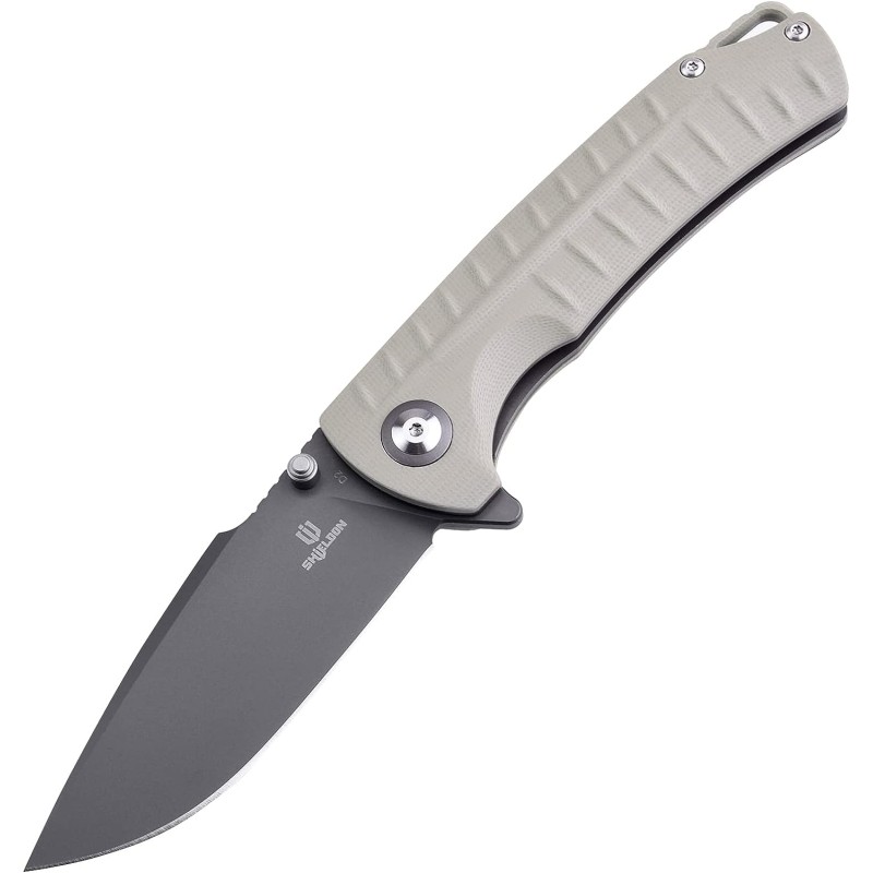 Shieldon Relicanth EDC Pocket Knife, 3.2" Gray Titanium Coating D2 Blade Gray G10 Handle Liner Lock Folding Knife with Clip, Qualified as Outdoor Hunting Knife