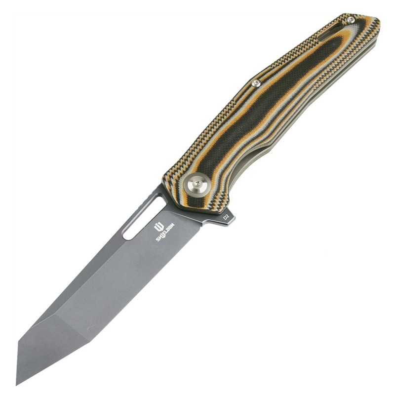 Shieldon Boa Pocket Knife, 3.82" Tanto D2 Titanium Coating Blade with G10 Handle Folding Knife, Thumb Hole and Flipper Opener, Unique Tool Gift for Everyday Carry 