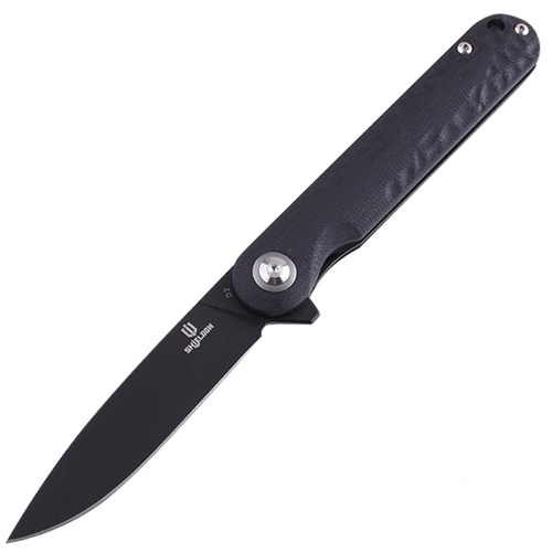 Shieldon Empoleon Pocket Knife, 3.54" Black Titanium Coating D2 Blade G10 Handle Ball Bearings Pivot Flipper Folding Knife Covert Slim EDC Knife