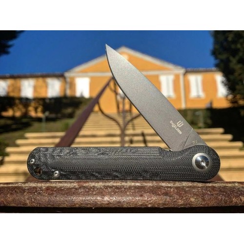 Shieldon Empoleon Pocket Knife, 3.54" Gray Titanium Coating D2 Blade G10 Handle Ball Bearings Pivot Flipper Folding Knife Covert Slim EDC Knife