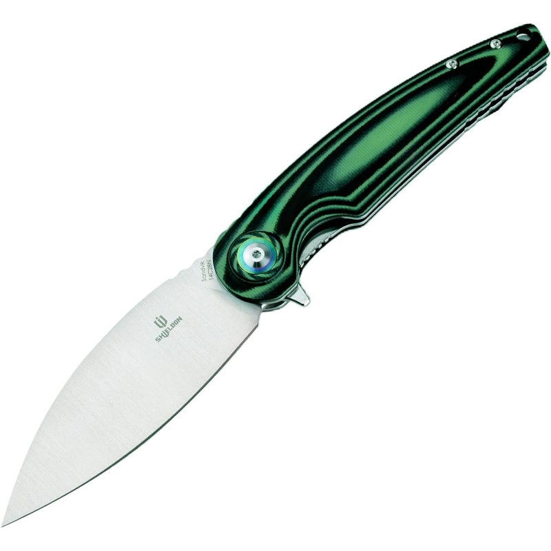 Shieldon Bulbasaur Folding Pocket Knife, Sandvik 14C28N 3.66“ Satin Finish Blade, G10 Handle EDC Gear EDC Folding Knife for Hunting & Camping 