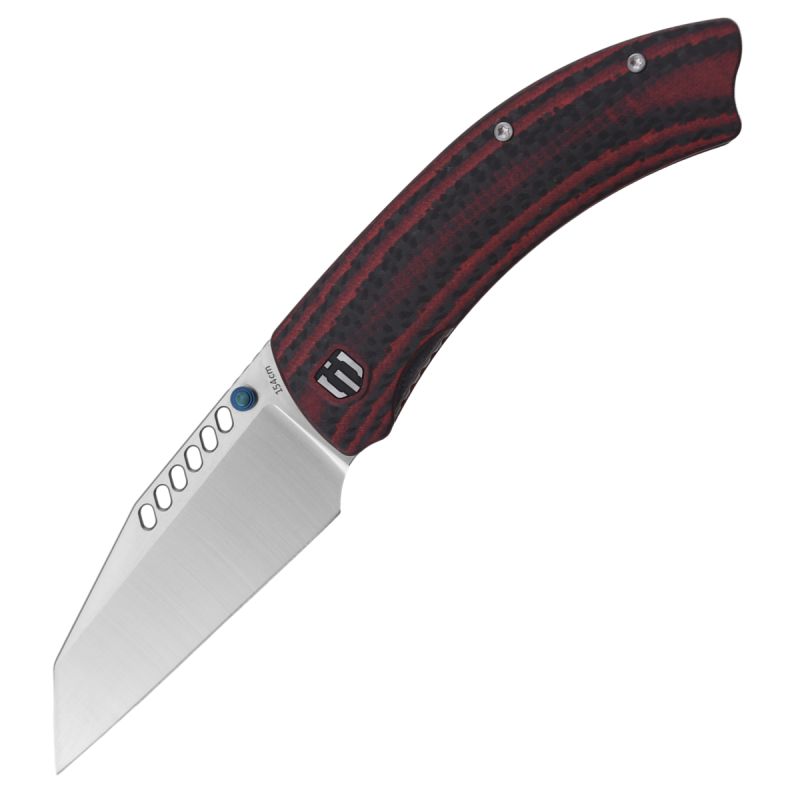 Shieldon Cyberdashi Outdoor Knife, 154CM Steel 3“  Satin Finish Blade G10 & Carbon Fiber Ergonomic Handle Folding Knife with Titanium Pocket Clip & Thumb Stud