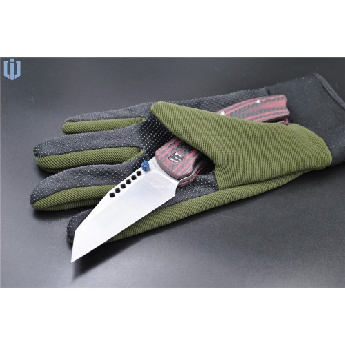 Shieldon Cyberdashi Outdoor Knife, 154CM Steel 3“  Satin Finish Blade G10 & Carbon Fiber Ergonomic Handle Folding Knife with Titanium Pocket Clip & Thumb Stud