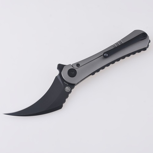 Shieldon Scythe(XL) Folding Knife 2.92" Diamond Like Coating CPM-S35VN Steel Pikal Point Blade with Titanium Handle & Reversible milled Clip