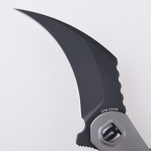 Shieldon Scythe(XL) Folding Knife 2.92" Diamond Like Coating CPM-S35VN Steel Pikal Point Blade with Titanium Handle & Reversible milled Clip