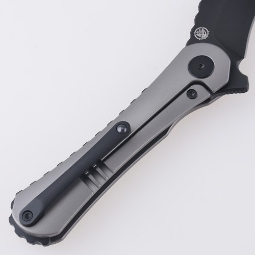 Shieldon Scythe(XL) Folding Knife 2.92" Diamond Like Coating CPM-S35VN Steel Pikal Point Blade with Titanium Handle & Reversible milled Clip