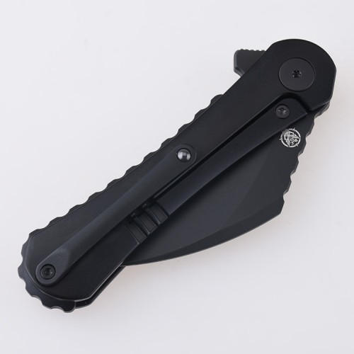 Shieldon Scythe(XL) Folding Knife 2.92" Diamond Like Coating CPM-S35VN Steel Pikal Point Blade with Black Titanium Handle & Reversible Milled Clip