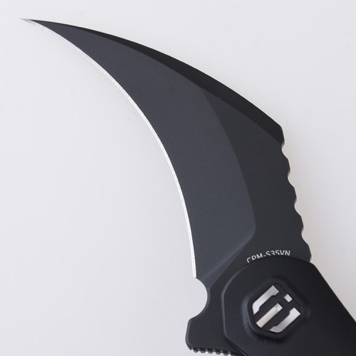 Shieldon Scythe(XL) Folding Knife 2.92" Diamond Like Coating CPM-S35VN Steel Pikal Point Blade with Black Titanium Handle & Reversible Milled Clip