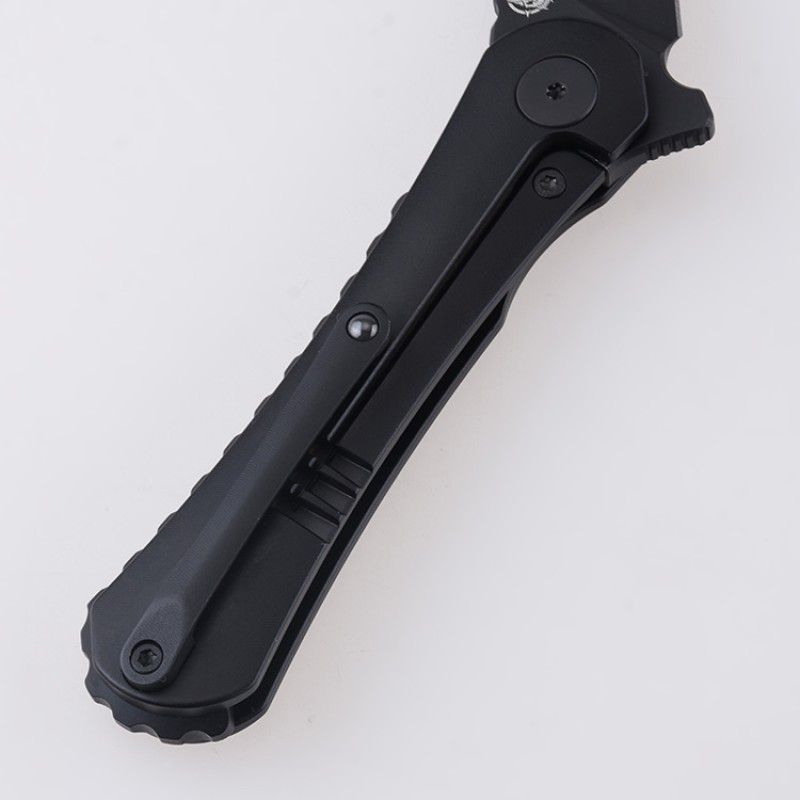 Shieldon Scythe(XL) Folding Knife 2.92" Diamond Like Coating CPM-S35VN Steel Pikal Point Blade with Black Titanium Handle & Reversible Milled Clip 
