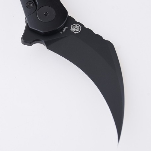 Shieldon Scythe(XL) Folding Knife 2.92" Diamond Like Coating CPM-S35VN Steel Pikal Point Blade with Black Titanium Handle & Reversible Milled Clip