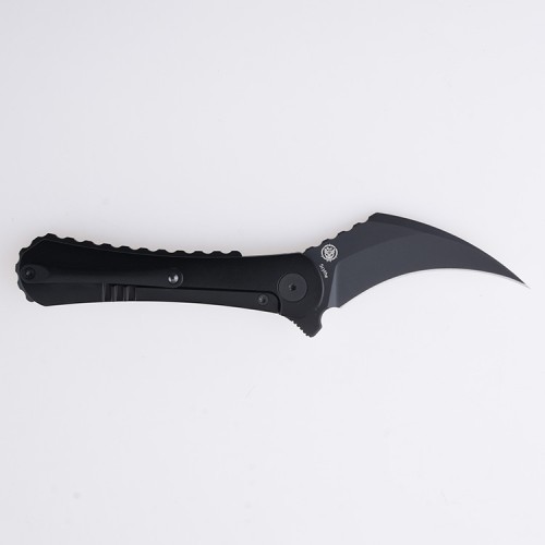 Shieldon Scythe(XL) Folding Knife 2.92" Diamond Like Coating CPM-S35VN Steel Pikal Point Blade with Black Titanium Handle & Reversible Milled Clip