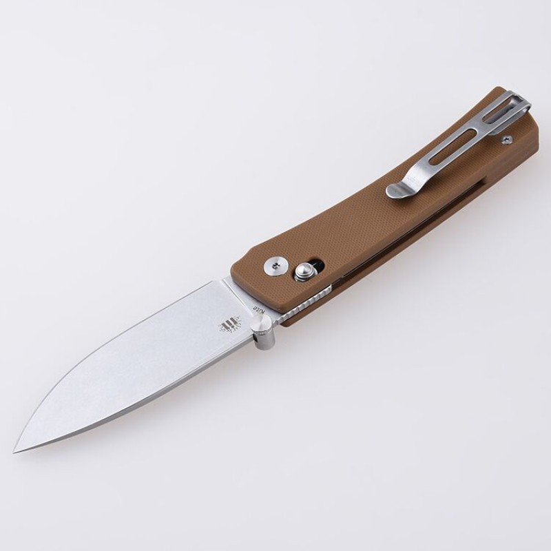 Shieldon Kite Outdoor Knife, 154CM Steel Made 3“ Stonewash Finish Drop Point Blade Axis Lock Folding Knife with G10 Handle, Pocket Clip & Thumb Stud 